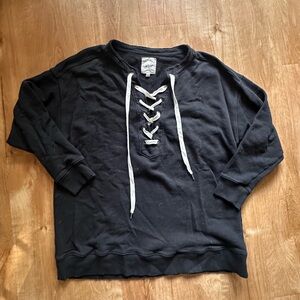 Aerie Black Lace-Up Top